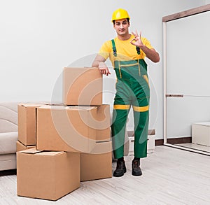 Man delivering boxes during house move