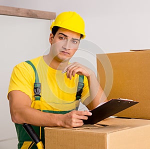 Man delivering boxes during house move