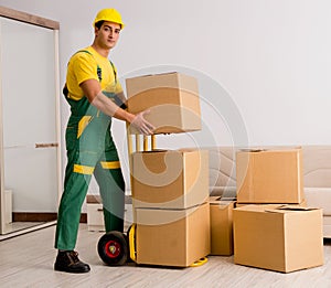 Man delivering boxes during house move