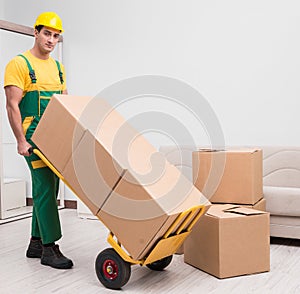 Man delivering boxes during house move