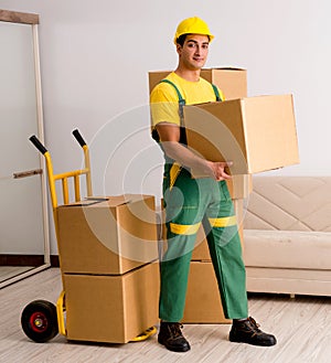 Man delivering boxes during house move