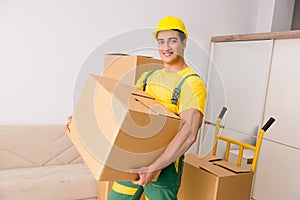 The man delivering boxes during house move