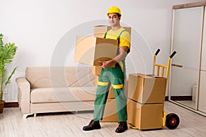 The man delivering boxes during house move