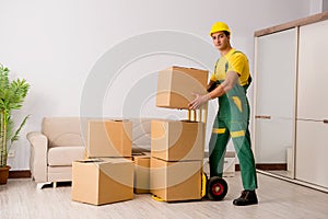 The man delivering boxes during house move