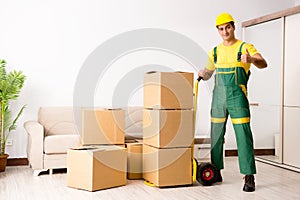 The man delivering boxes during house move