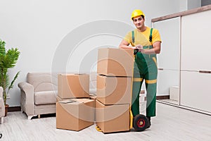 The man delivering boxes during house move