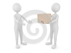 Man delivering cardboard box to a client