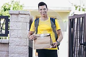 Man delivering online grocery order