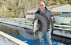 Man demonstrating sturgeon