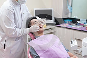 A man with dental care activity