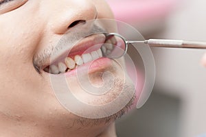 A man with dental care activity