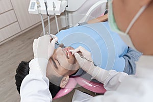 A man with dental care activity