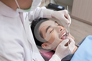 A man with dental care activity