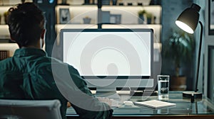 The man at the desk. AI generated photo