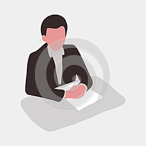 Man at Desk vector illustration