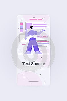 man developer creating mobile website ui web application development program software optimization concept