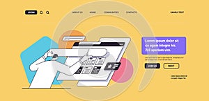 man developer creating website ui interface web application development program software optimization concept