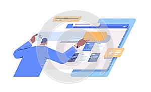man developer creating website ui interface web application development program software optimization concept