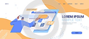 man developer creating website ui interface web application development program software optimization concept
