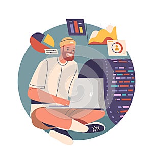 Man developer IT-specialist developing program