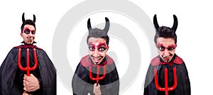 Man in devil costume in halloween concept