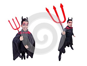 Man in devil costume in halloween concept