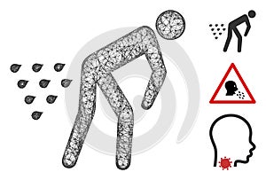 Man Diarrhea Polygonal Web Vector Mesh Illustration