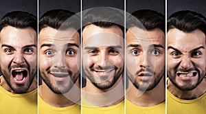 Man with different facial expressions photo