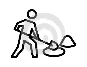 Man digging a hole icon, Key activities icon,   line color vector illustration