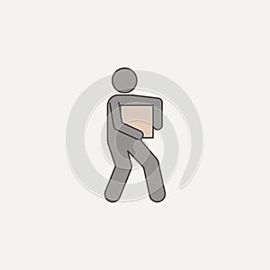 man is diligently carrying box 2 colored line icon. Simple colored element illustration. man is diligently carrying box outline sy