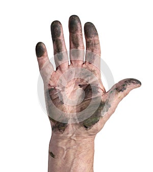 Man with dirty hands