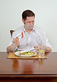 Man is disappointed with his dish