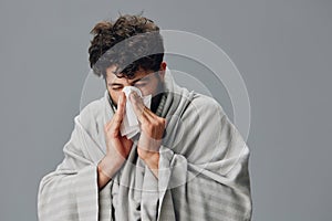 Man disease allergy tissue sneezing symptom ill sick flu virus cold health infection