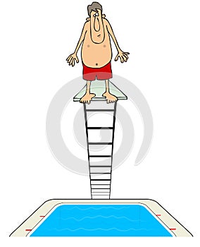 Man on a diving board