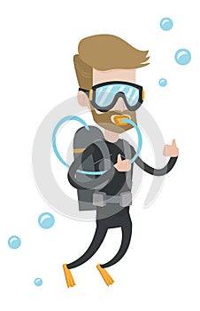 Man diving with scuba and showing ok sign.