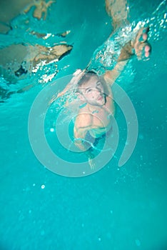 Man diving underwater