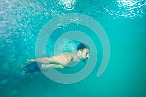 Man diving underwater