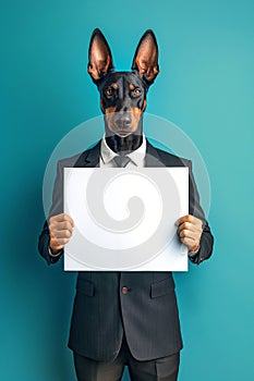 man with Doberman head