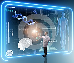 Man doctor in futuristic medicine medical concept