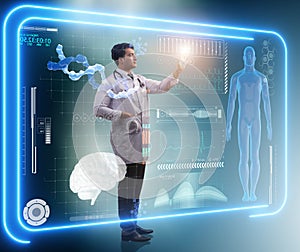 Man doctor in futuristic medicine medical concept