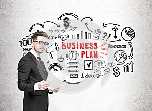 Man with documents and business plan