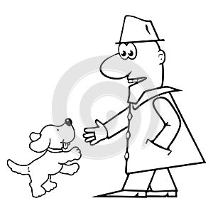 Man and dog, coloring photo