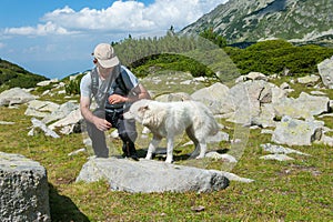 Man and Dog on Mountain Pirin