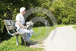 Man and Dog waiting