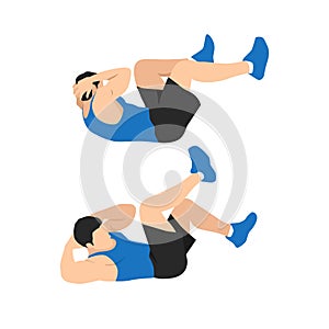 Man doing abdominal workout with Bicycle crunch