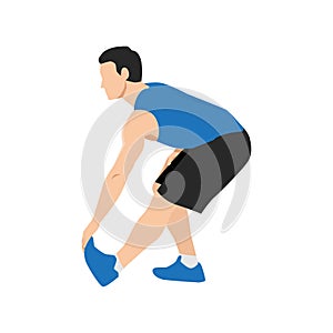 Man doing Active hamstring stretch exercise. Flat vector illustration