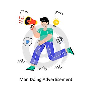 Man Doing Advertisement Flat Style Design Vector illustration. Stock illustration