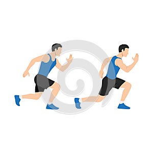 Man doing Alternating lunge jump exercise. Flat vector photo