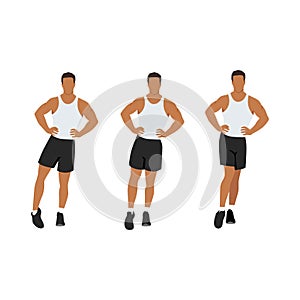 Man doing ankle circles rotations or rolls exercise. Flat vector