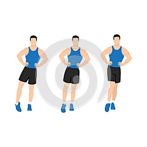 Man doing ankle circles rotations or rolls exercise. Flat vector illustration